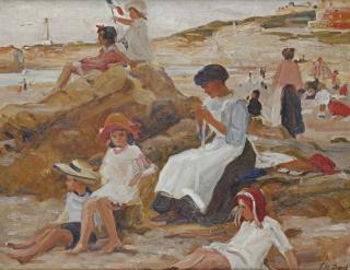 Paul Michel Dupuy - Children playing on the beach of Biarritz
