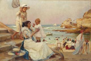 Paul Michel Dupuy - La plage à Biarritz