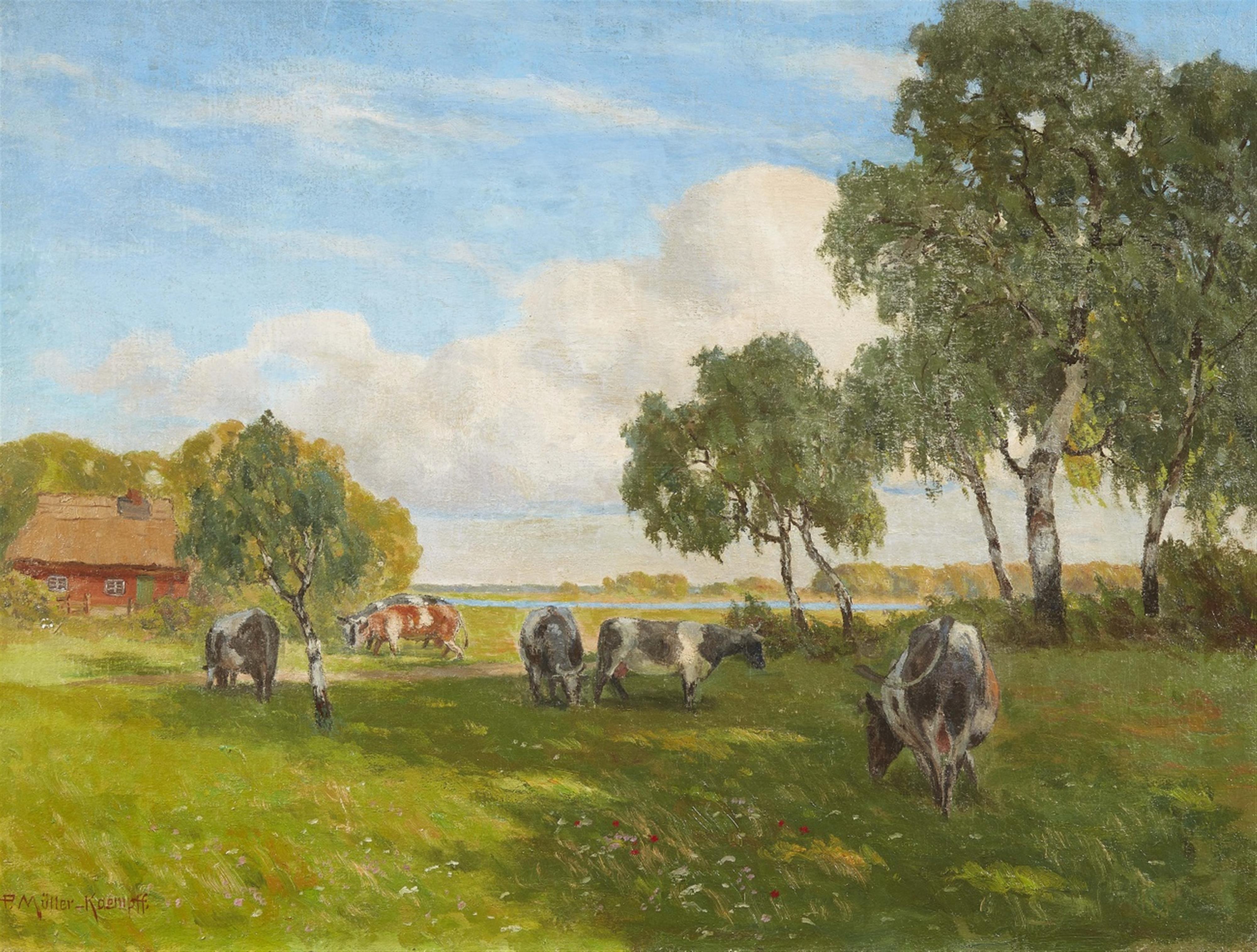 Paul Müller-Kaempff - Auf der Sommerweide im Fischerdorf