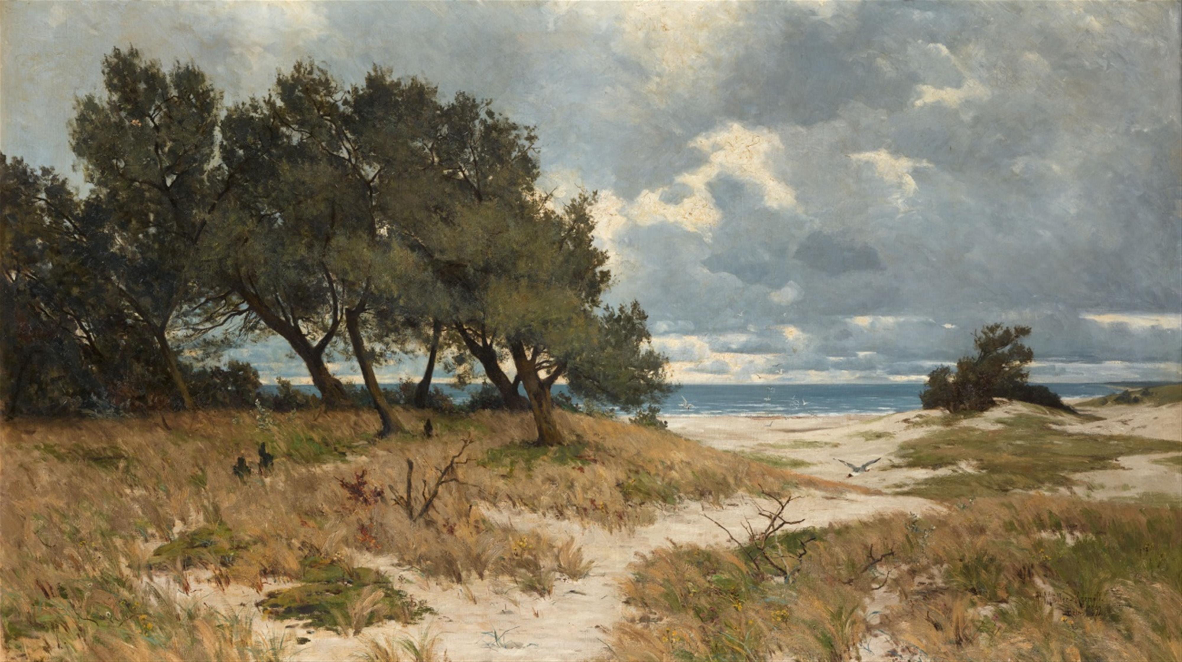 Paul Müller-Kaempff - Bewaldete Dünenlandschaft am Ostseestrand in Pommern