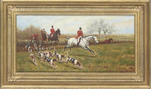 Paul Musin - Catching the scent; The chase; Over the fence; and Down the bank