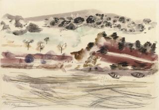 Paul Nash - Estuary Landscape With Boats Aground