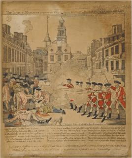 Paul Revere - The Bloody Massacre perpetrated in King Street Boston on March 5th 1770 by a party of the 29th Reg\'t (Brigham Plate 14)