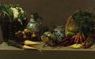 Paul Rink - Still Life With Pottery And Vegetables On A Tabletop