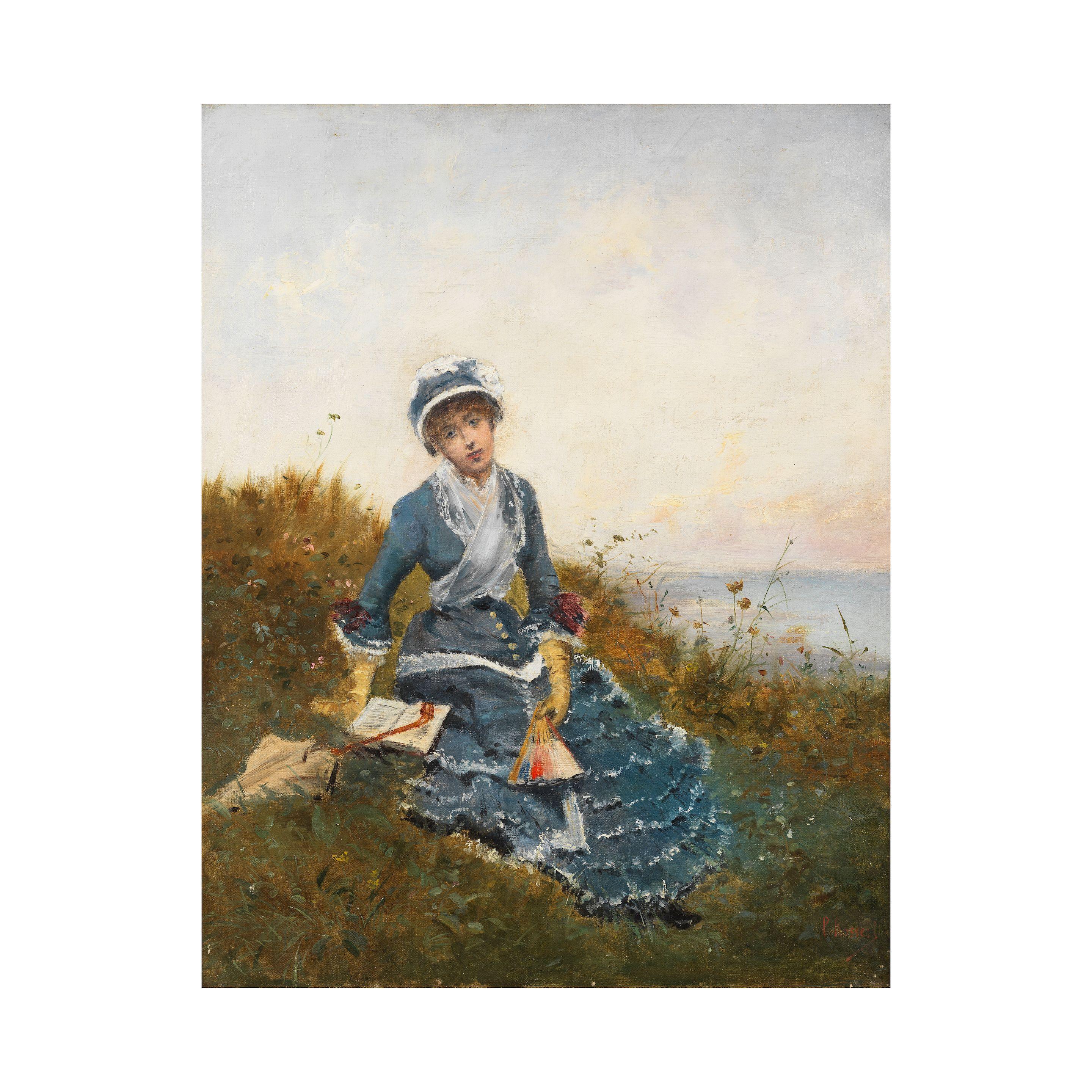 Paul Rossert - Portrait de dame, vêtue de bleu