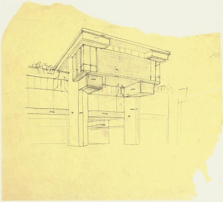 Paul Rudolph - Sketch for Southeastern Massachusetts Technological Institute, North Dartmouth, Massachusetts