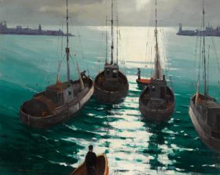 Paul Sample - Boats-San Pedro Harbor