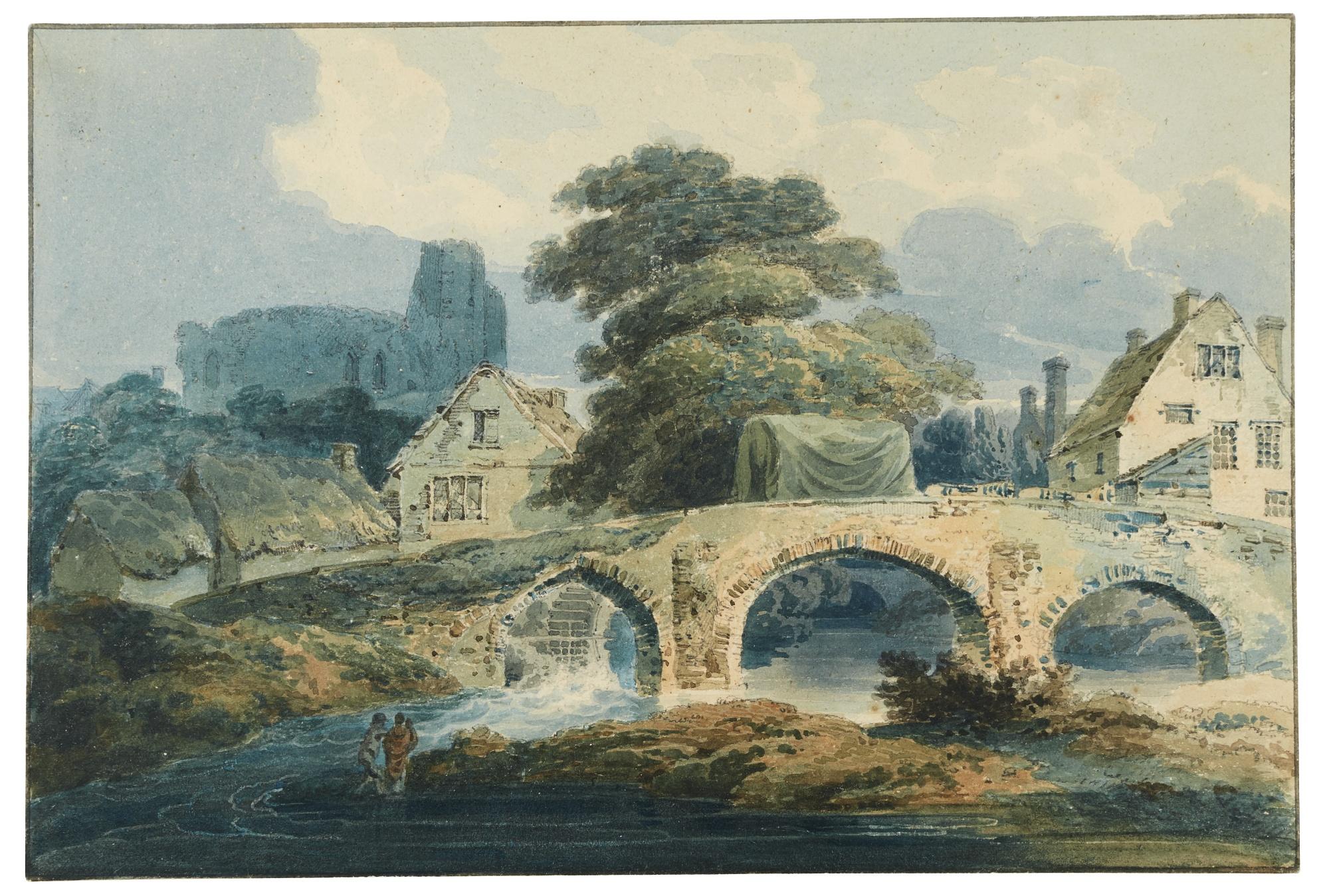 Paul Sandby Munn - Brecon Bridge With The Castle Beyond