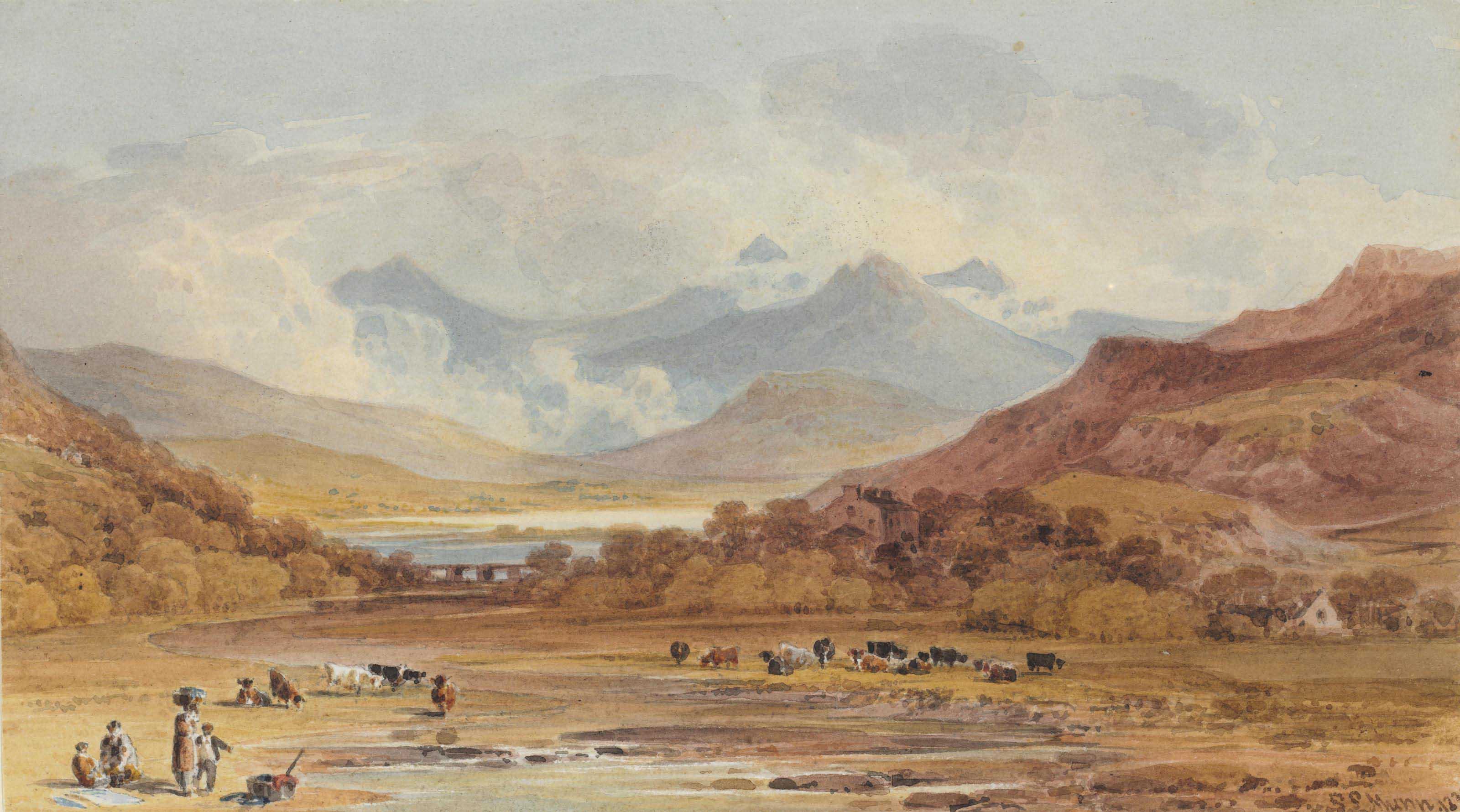 Paul Sandby Munn - View of Snowdon and the ridge of Glyders from Capel Curig, Wales