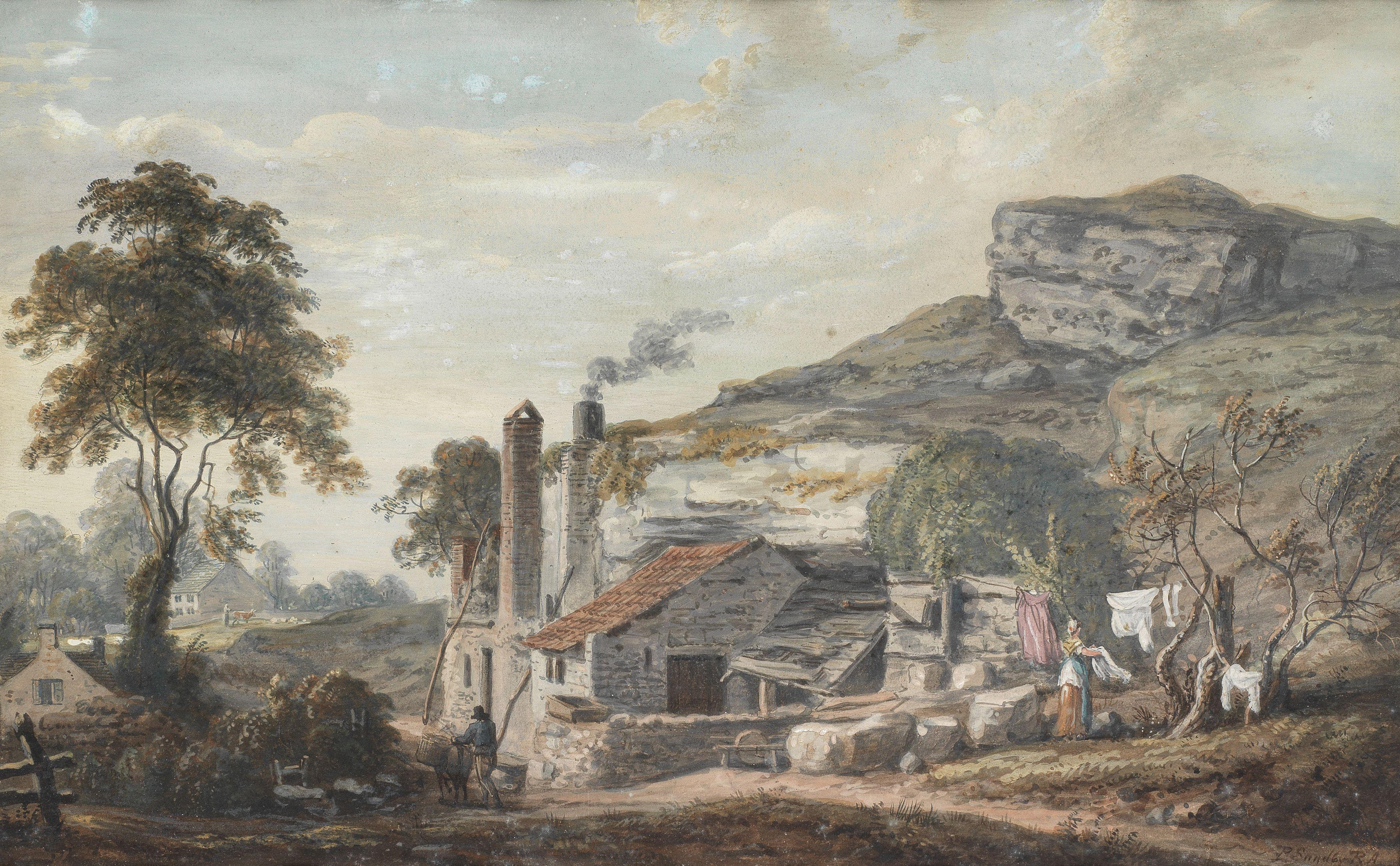 Paul Sandby R.A. - A cottage by a quarry