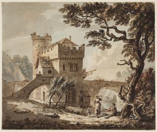 Paul Sandby, R.A. - A Fortified Bridge In A River Landscape