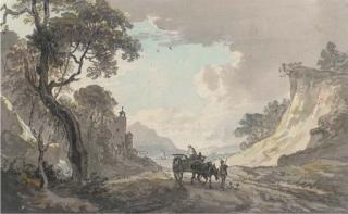 Paul Sandby, R.A. - A Horse And Cart Leaving A Harbour