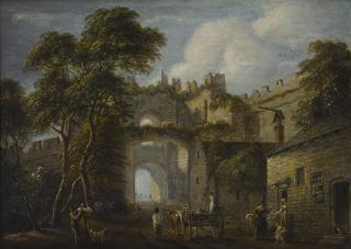 Paul Sandby, R.A. - A View Of The Upper Gate, Conwy With Figures In The Foreground
