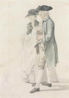 Paul Sandby, R.A. - Portrait study of George Alexander Stevens (1710-80) and Mrs Paul Sandby (1736-1797)
