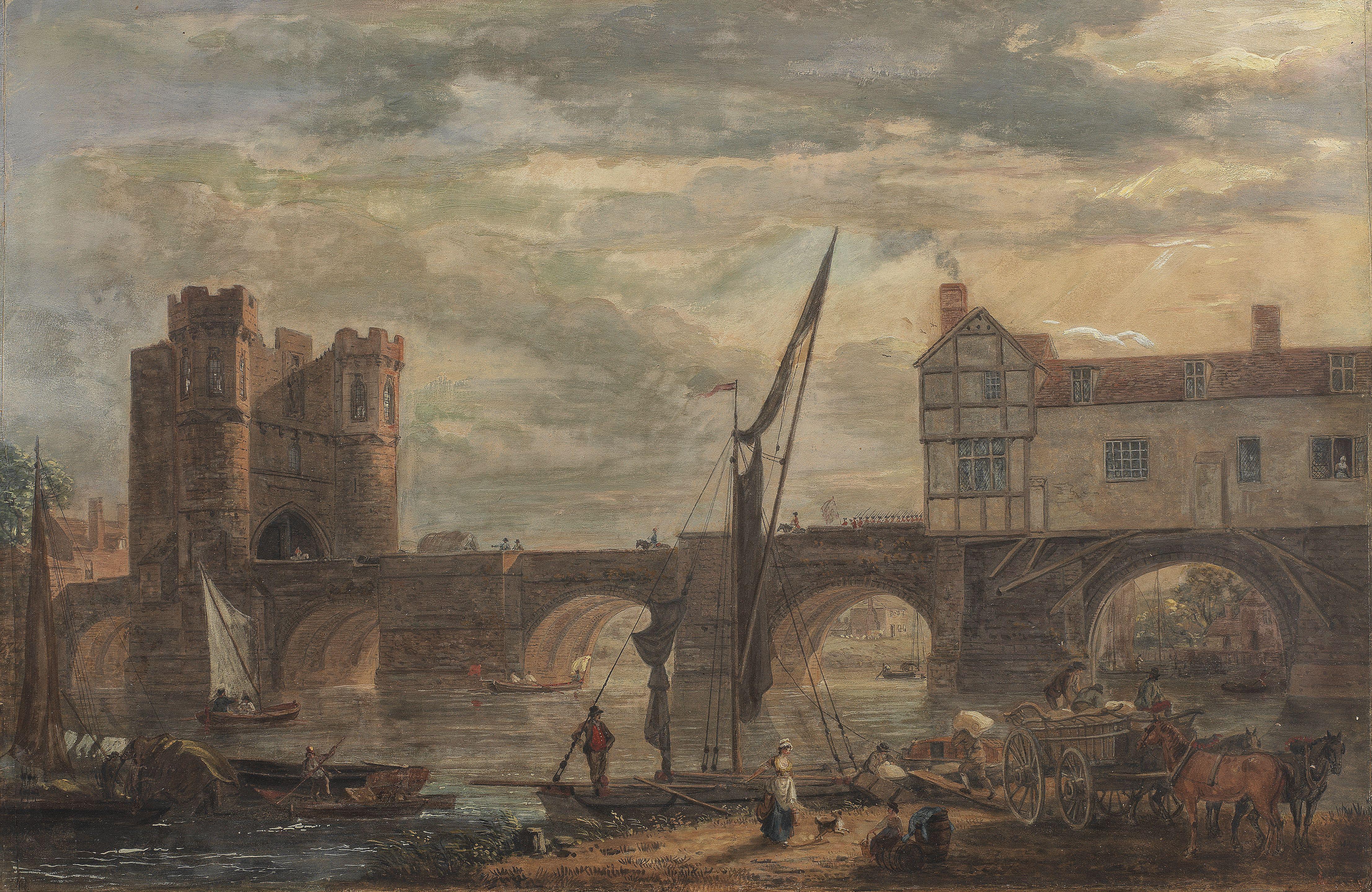 Paul Sandby R.A. - The Old Welsh Bridge, Shrewsbury