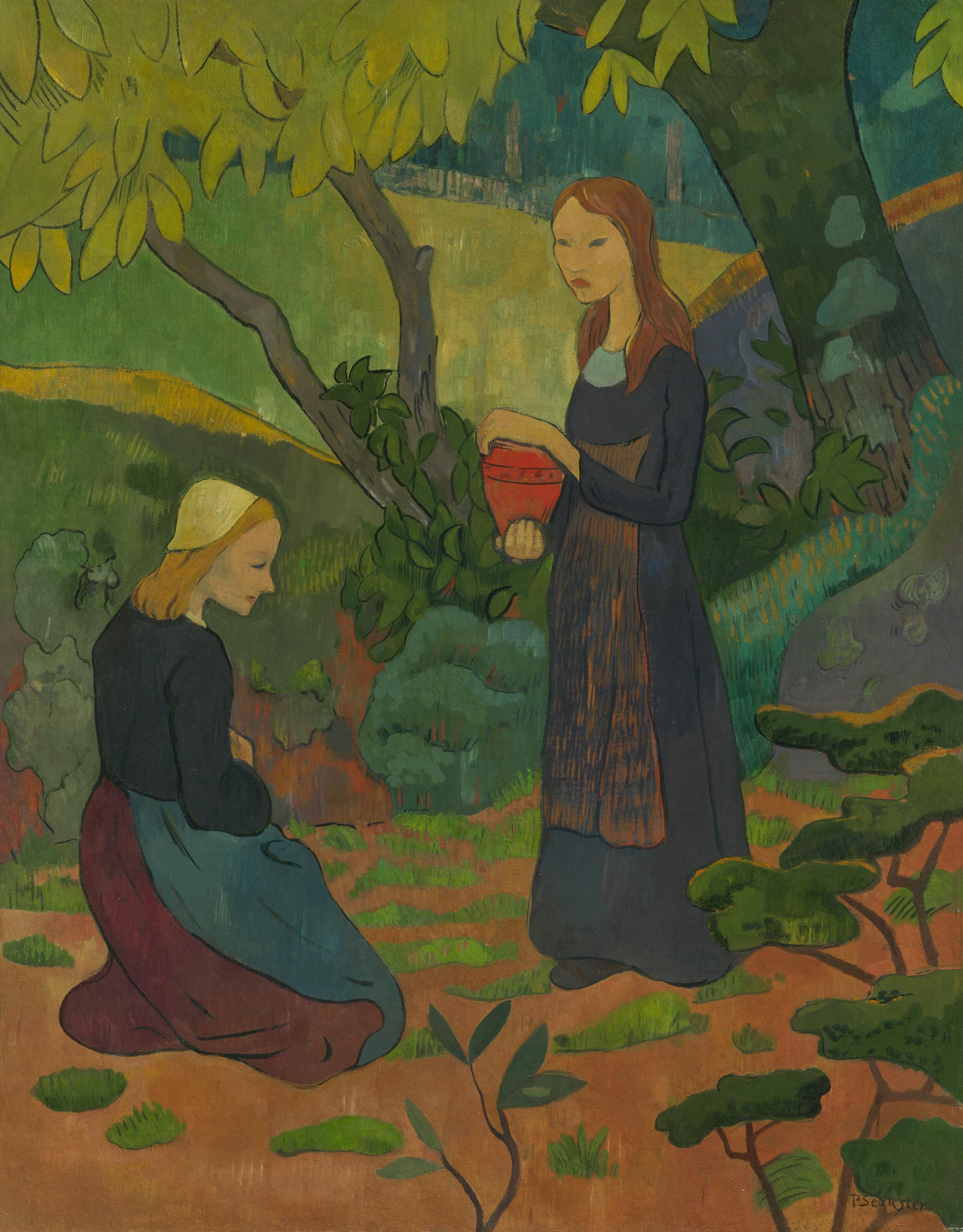 Paul Serusier - Jeune bretonne au pot vermillon et fillette agenouillée