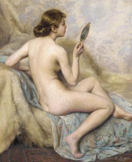 Paul Sieffert - A nude with her vanity mirror