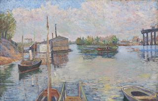 Paul Signac - Bateaux, Ponton des bains (Opus no. 96) (recto); Vue du quai de la Tournelle (verso)