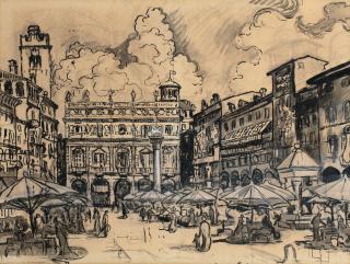 Paul Signac - Marché De Vérone (La Place Aux Herbes)