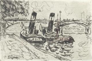 Paul Signac - Paris: Le Pont des Arts avec Remorqueuers
