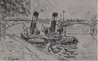 Paul Signac - Paris: Le Pont Des Arts Avec Remorqueurs