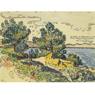 Paul Signac - Paysage Côtier Aux Arbres