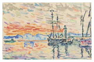 Paul Signac - Saint-Tropez, le port au coucher du soleil