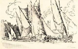 Paul Signac - Saint Tropez: Tartanes à quai