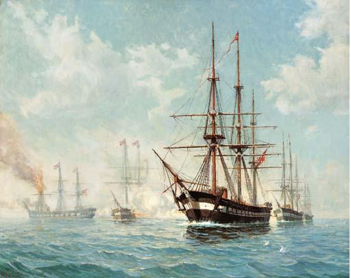 Paul Sinding - The Sea Battle at Helgoland May 9th, 1864