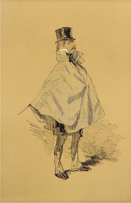 Paul Sulpice-Guillaume Chevalier Gavarni - Portrait of a gentleman, full-length