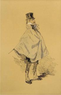 Paul Sulpice-Guillaume Chevalier Gavarni - Portrait of a gentleman, full-length