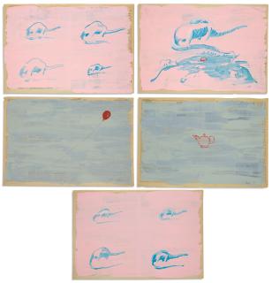 Paul Thek - Untitled (five works on newspaper)