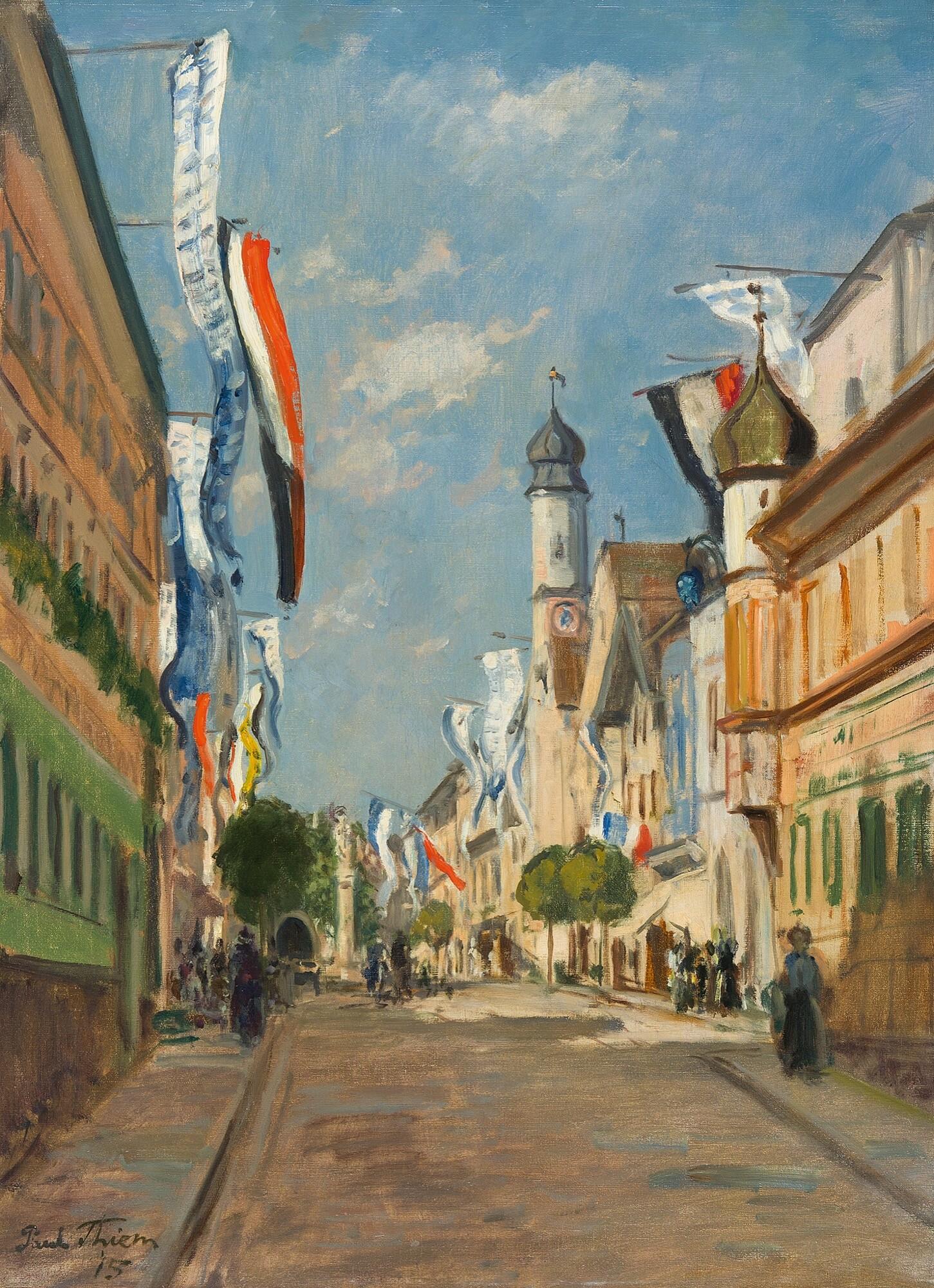 Paul Thiem - Straße in Murnau, beflaggt.