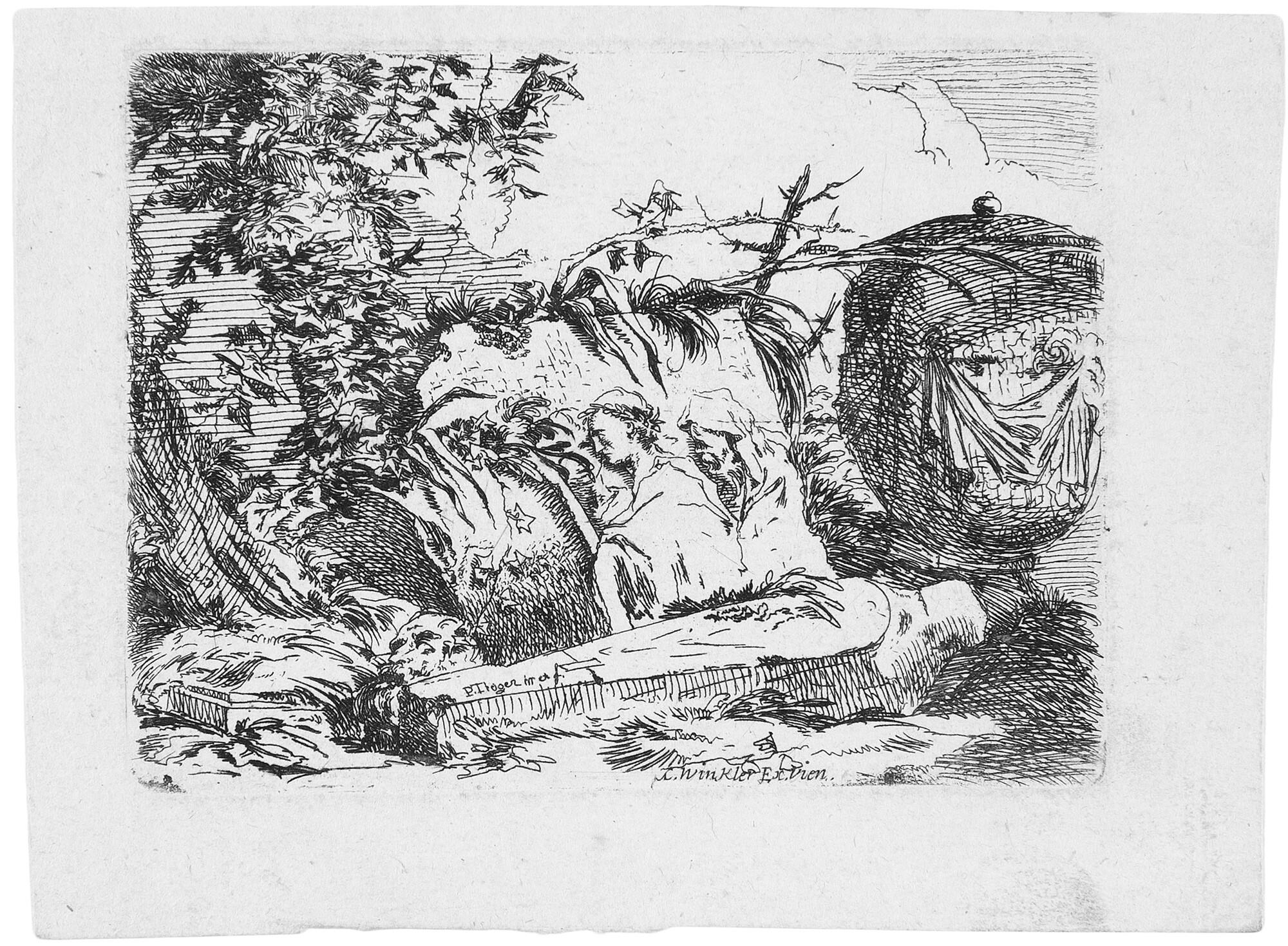 Paul Troger - Eine emblematische Darstellung mit antiken Resten und dem