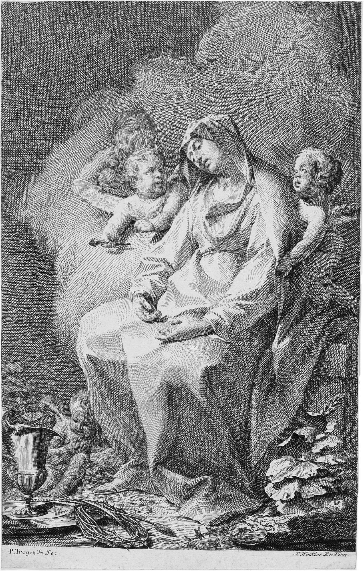 Paul Troger - Maria, die Schmerzensmutter, von Engeln getröstet.