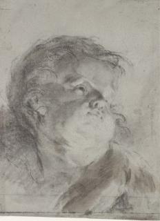 Paul Troger - Tête de putto regardant en haut vers la droite