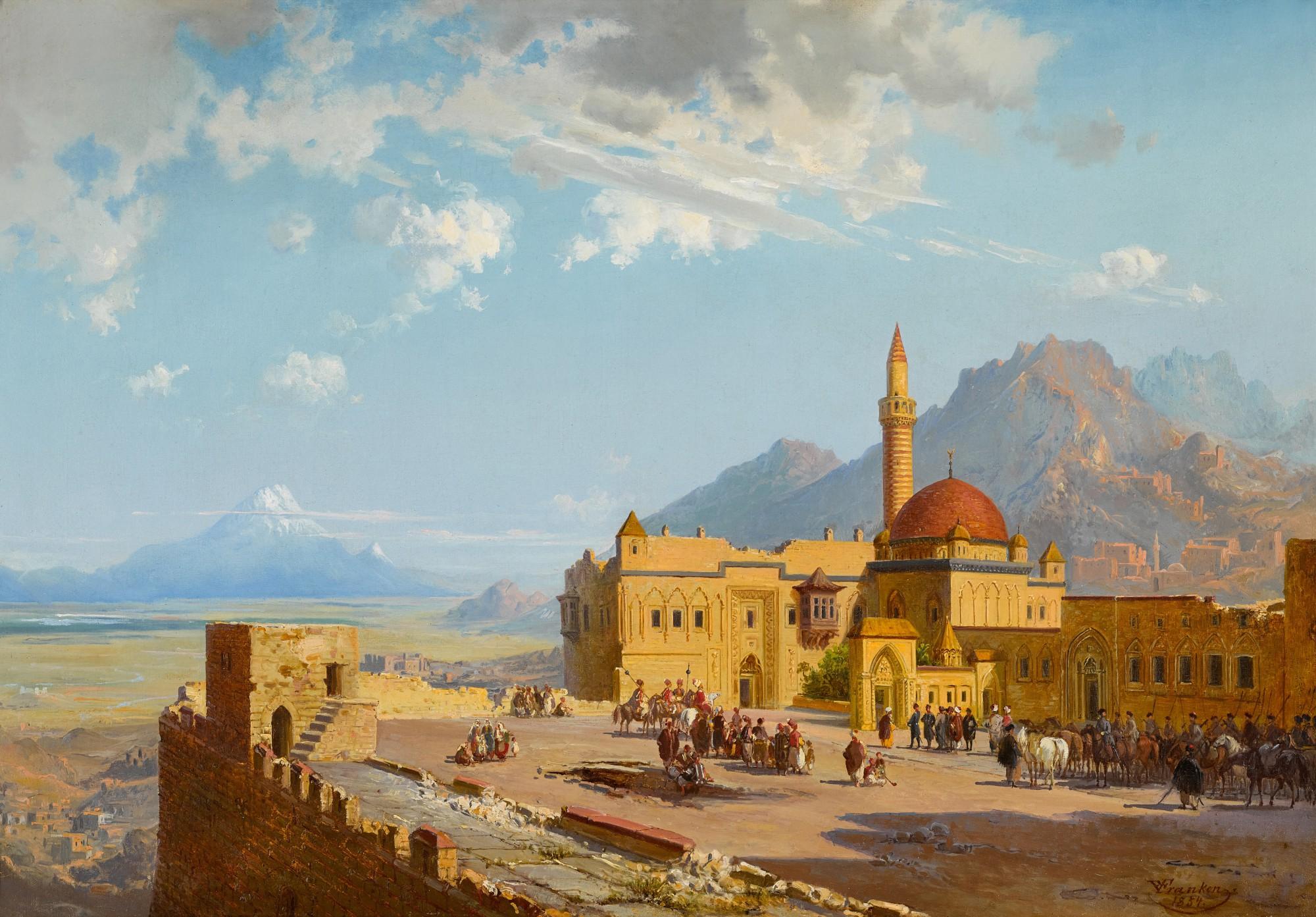 Paul Von Franken - Ishak Pasha Palace with Mount Ararat in the Background