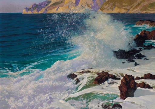 Paul Von Spaun - Waves Breaking On The Mediterranean Coast