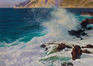 Paul Von Spaun - Waves Breaking On The Mediterranean Coast