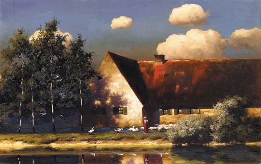 Paul Wilhelm Keller-Reutlingen - Tending geese