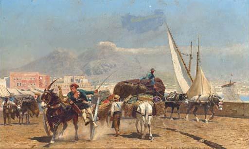 Paul Wilhelm Keller-Reutlingen - Traders at the harbour, Naples