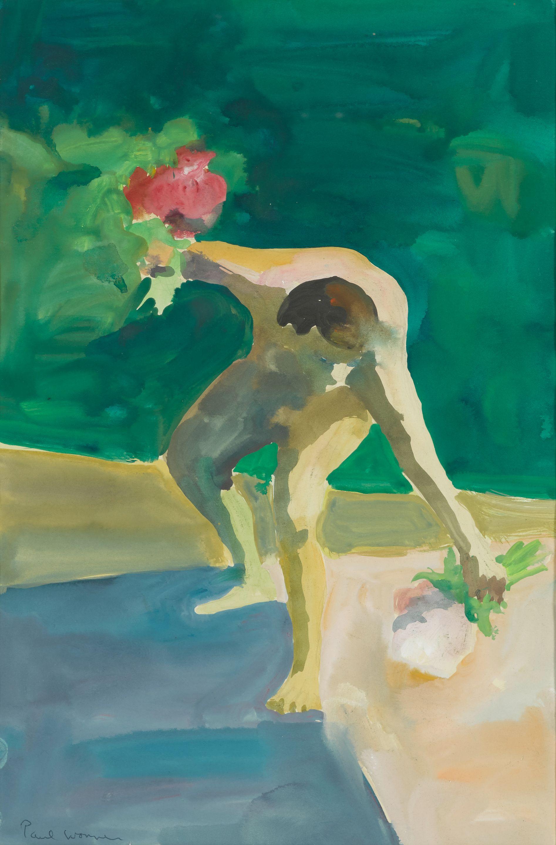 Paul Wonner - Figure with Two Bouquets, 1964