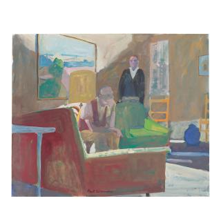 Paul Wonner - Room with Two Men and Painting, circa 1964