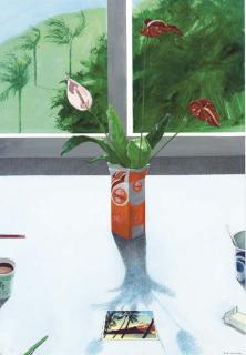 Paul Wonner - Still Life with Antherium in Milk Carton
