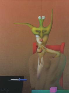 Paul Wunderlich - Lady with apple and bird