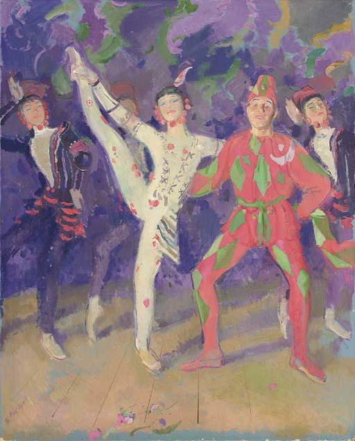 Paul Wyeth, R.P., R.B.A. - Harlequin and circus friends