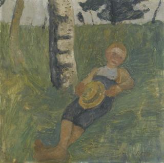 Paula Modersohn-Becker - Junge Am Birkenstamm Im Gras Liegend (Young Man Lying In Grass Next To A Birch Tree)
