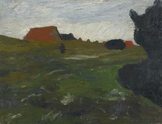 Paula Modersohn-Becker - Landschaft Mit Busch Und Roten Häusern (Landscape With Shrubs And Red Houses)