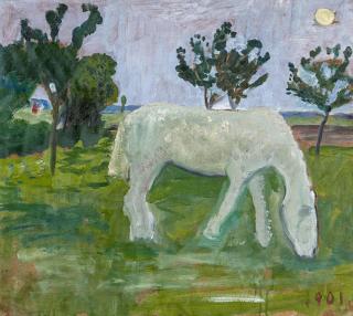 Paula Modersohn-Becker - Weidender Schimmel im Mondlicht.