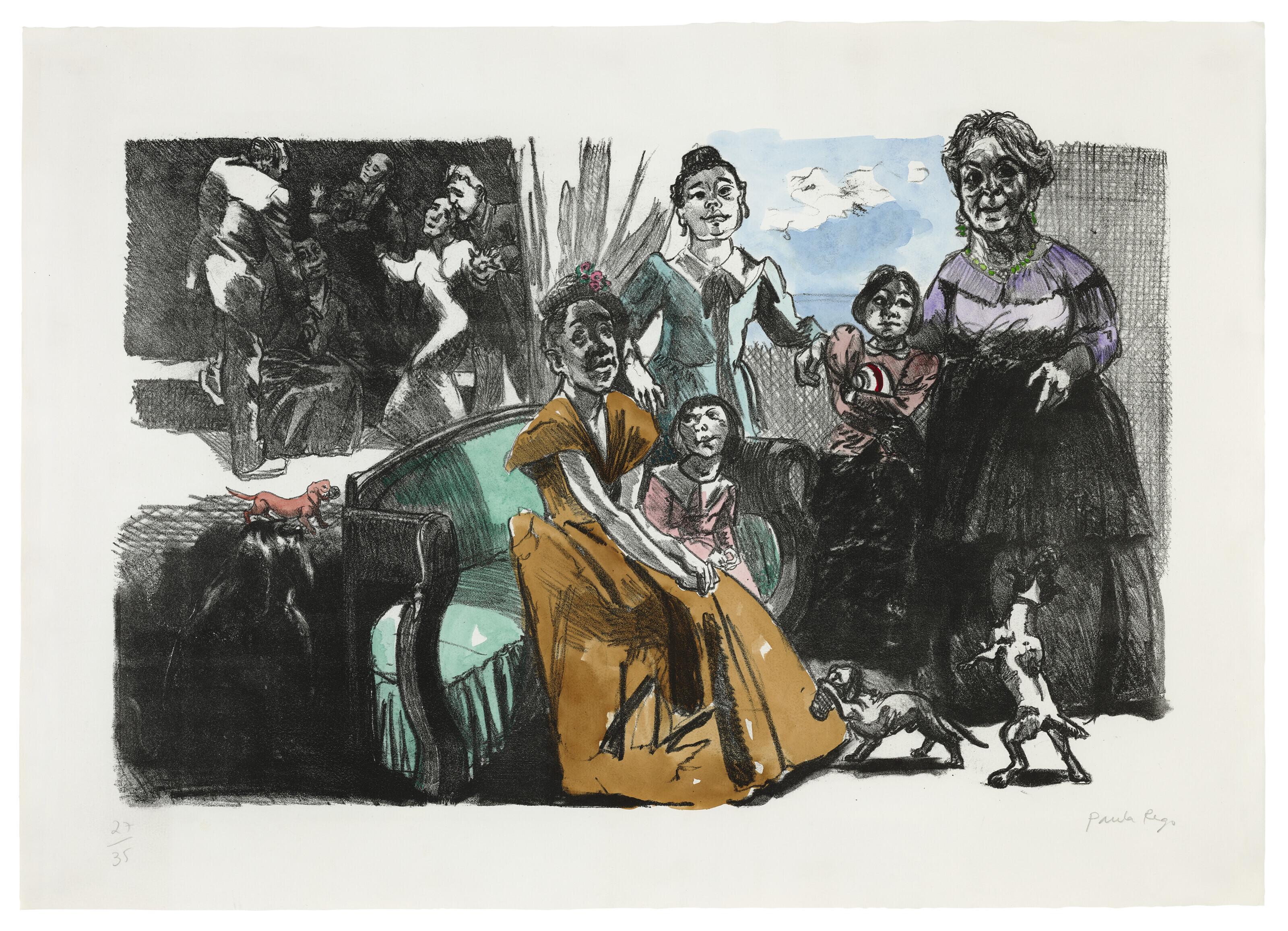 Paula Rego - Self-Portrait with Grandchildren, from: Jane Eyre